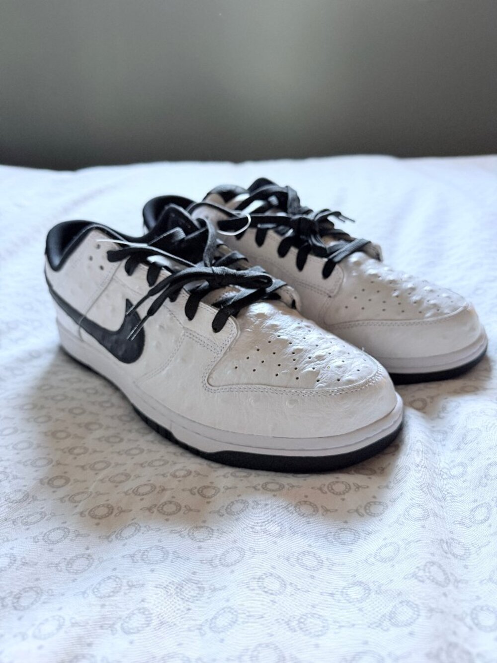 rare Nike Dunk "Reverse Panda HM9640-900 full OSTRICH LEATHER cUSTOM FOR yOU